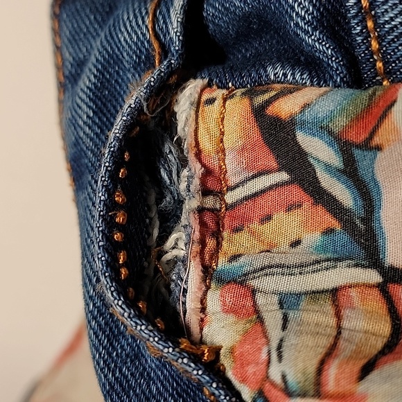 Tiger DenM Blue Jeans Denim Pants Straight Leg Distressed Patchwork Mid-Rise 30 - Picture 8 of 12